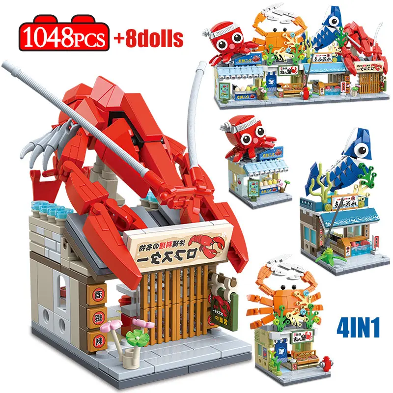City Street View 4 in 1 Shrimp Shop Architecture Building Blocks Friends Japanese Seafood Store Figures Bricks Toys For Children
City Street View 4 in 1 Shrimp Shop Architecture Building Blocks Friends Japanese Seafood Store Figures Bricks Toys For Children