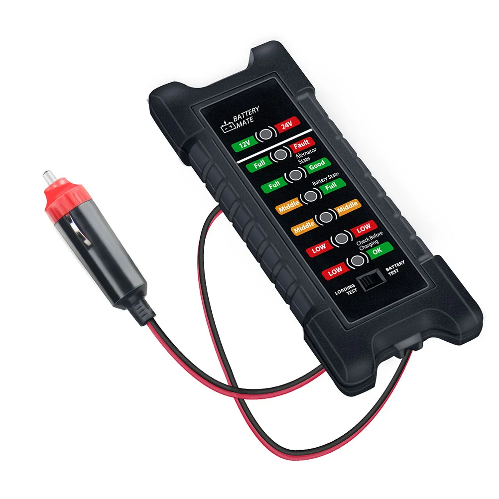 12V/24V Car Battery Tester Battery Mate Alternator State Digital Tester LED Lights Display Diagnostic Tool with Cigarette
12V/24V Car Battery Tester Battery Mate Alternator State Digital Tester LED Lights Display Diagnostic Tool with Cigarette
