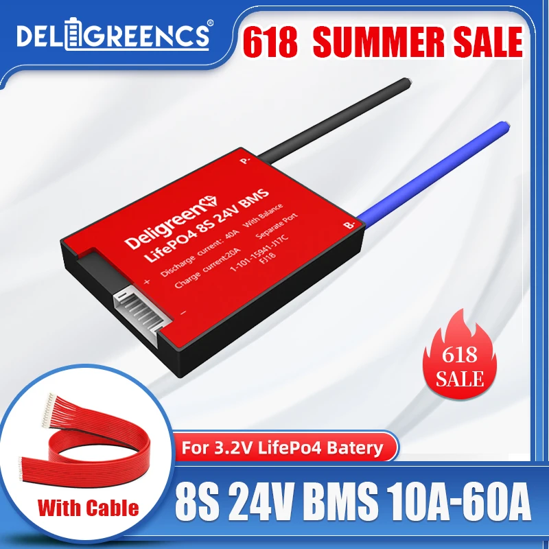 Deligreen 8S 24V 20A 30A 40A 50A 60A BMS для литиевых LiNCM LiFePO4 аккумуляторных батарей|Аксессуары