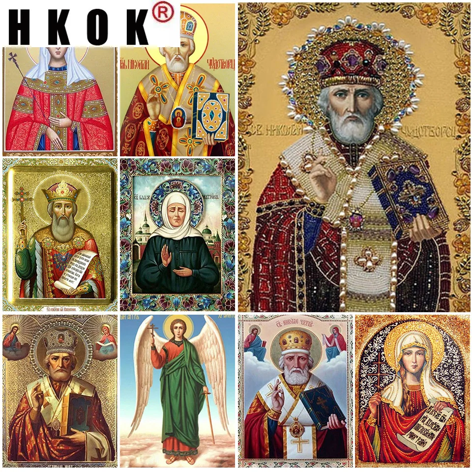 HKOK 5D DIY Diamond Painting Religion Icons Cross Stitch Full Drill Round Diamond Embroidery Mosaic Art Rhinestones Home Decor
HKOK 5D DIY Diamond Painting Religion Icons Cross Stitch Full Drill Round Diamond Embroidery Mosaic Art Rhinestones Home Decor