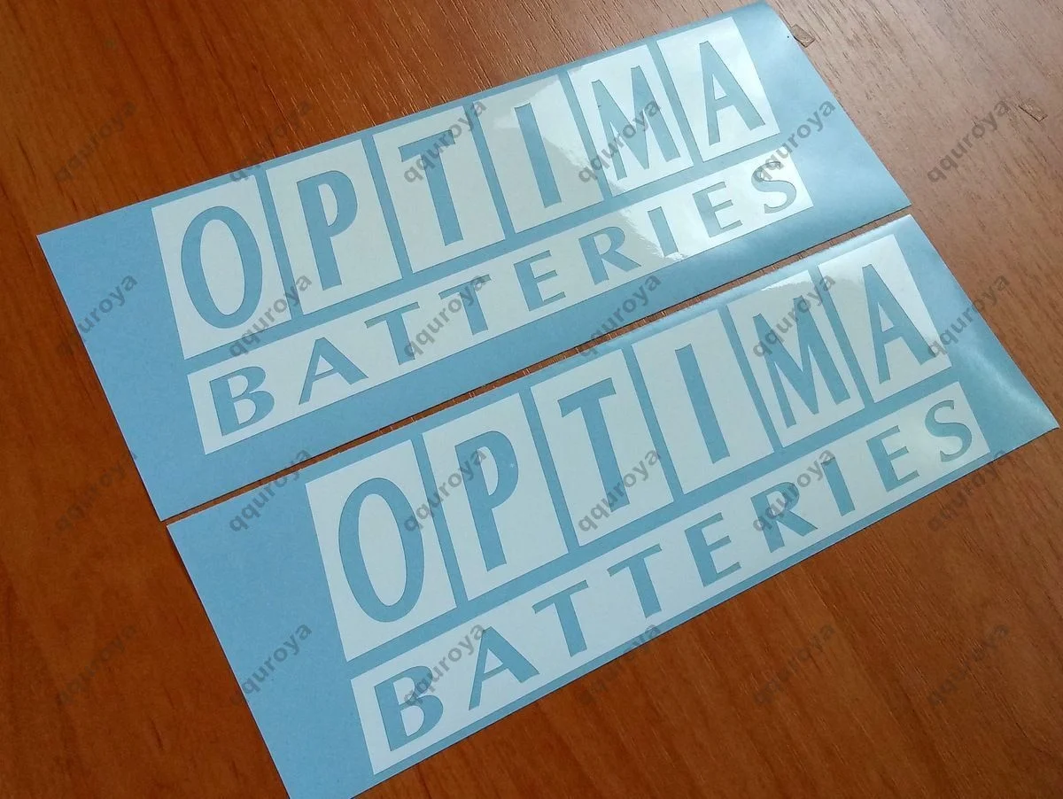 For (2Pcs) 2 OPTIMA BATTERIES Car RACING Die Cut Decals Stickers Vinyl Emblem Logo 059w