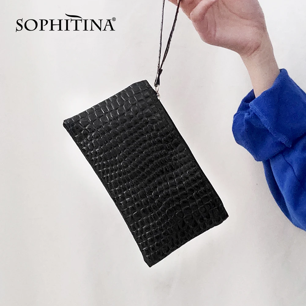 SOPHITINA Fashion Women Wallet Casual Plaid Zipper Rectangle Coin Purses Clutch Phone Bags Classic Black Mini Women's E2 | Багаж и