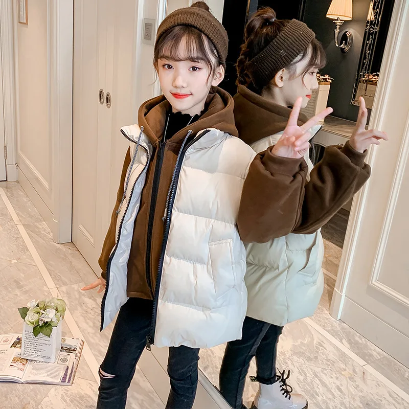 Children Winter Casual Warm Outerwear Teenage Sleeve Conjoin Vest Coat Kids Girls Double Layers Undetachable Hoodie Jacket 8-14Y
Children Winter Casual Warm Outerwear Teenage Sleeve Conjoin Vest Coat Kids Girls Double Layers Undetachable Hoodie Jacket 8-14Y