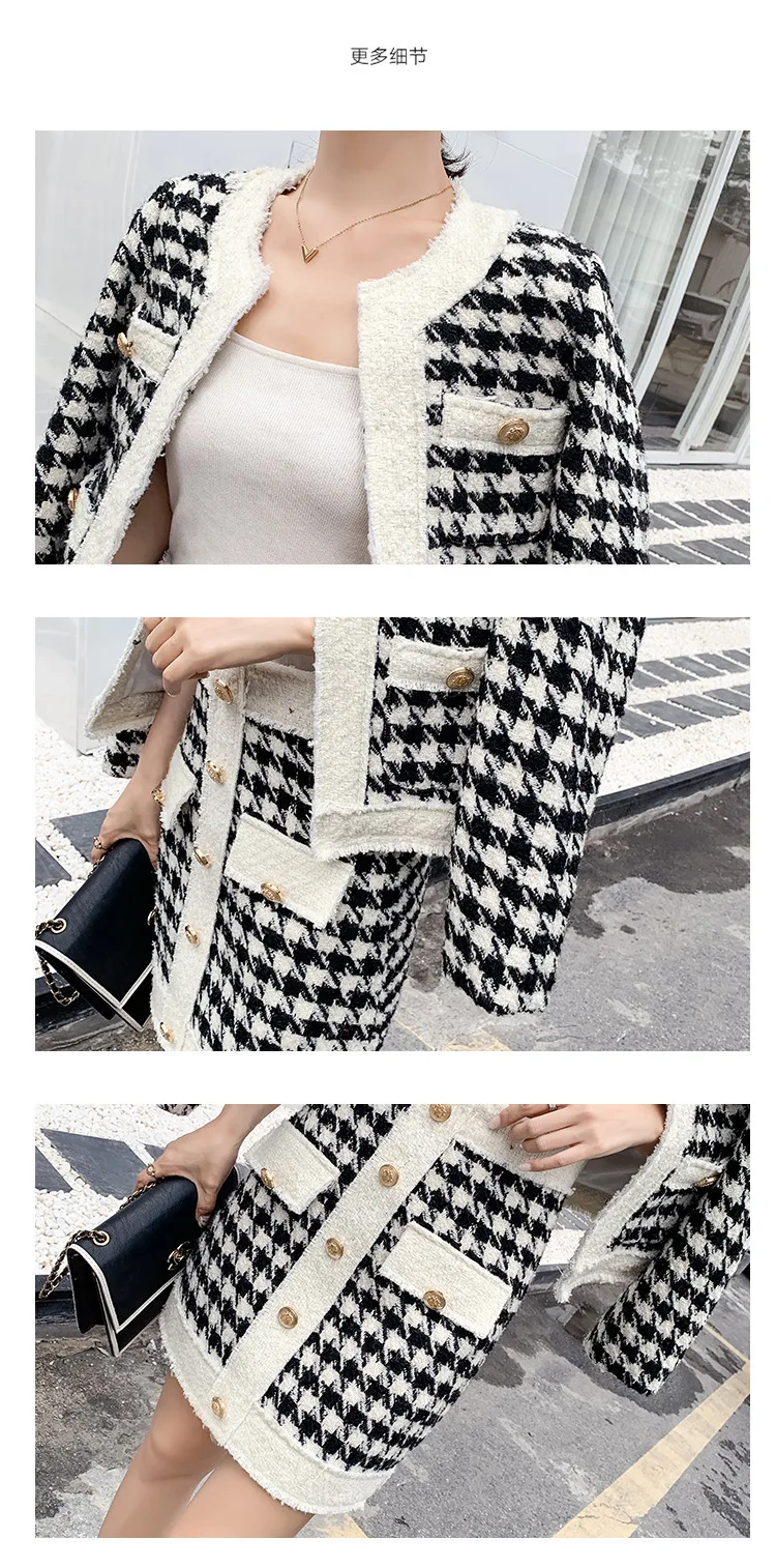 Two Piece Set Women Plaid Wool Jacket+High Waist Skirt
Two Piece Set Women Plaid Wool Jacket+High Waist Skirt
