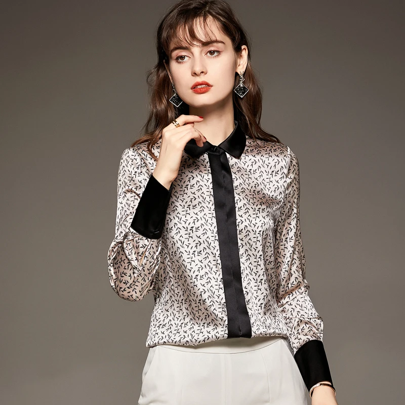 100% Silk Satin Women's Shirt Turn Down Collar Long Sleeves Printed Fashion Blouse Camisas
100% Silk Satin Women's Shirt Turn Down Collar Long Sleeves Printed Fashion Blouse Camisas