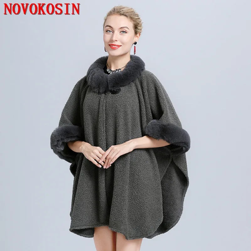 2020 Grey Faux Woolen Poncho Women Half Sleeves With Fur Thick Coat Big Pendulum Cardigan Loose Textured Granular Velvet Cloak
2020 Grey Faux Woolen Poncho Women Half Sleeves With Fur Thick Coat Big Pendulum Cardigan Loose Textured Granular Velvet Cloak