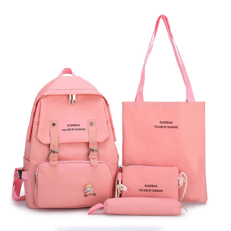 4Pcs/set Solid color Canvas School Bag For Teenagers Girls Student Larger Capacity Women Laptop Backpacks Female Book Bags
4Pcs/set Solid color Canvas School Bag For Teenagers Girls Student Larger Capacity Women Laptop Backpacks Female Book Bags