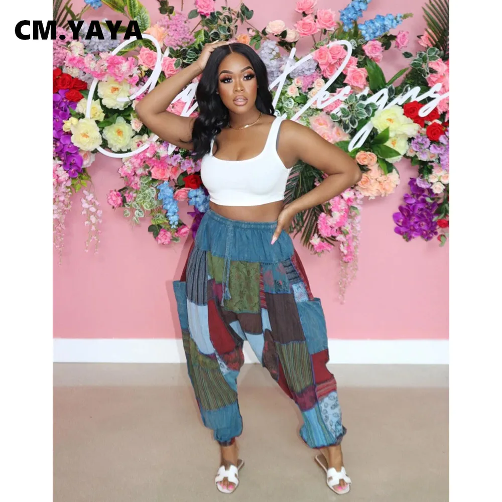 CM.YAYA Women Pants Print Mid Drawstring Waist Loose Cross Pants with Pockets Casual Fashion Trousers Summer Clothing 2021
CM.YAYA Women Pants Print Mid Drawstring Waist Loose Cross Pants with Pockets Casual Fashion Trousers Summer Clothing 2021