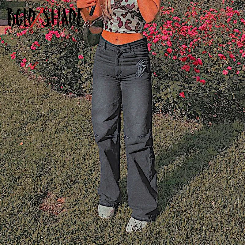 Bold Shade Fashion Streetwear 90s Denim Jeans Wing Printed Mid Waist Loose Black Jeans Grunge Retro Style Women Trousers Autumn
Bold Shade Fashion Streetwear 90s Denim Jeans Wing Printed Mid Waist Loose Black Jeans Grunge Retro Style Women Trousers Autumn