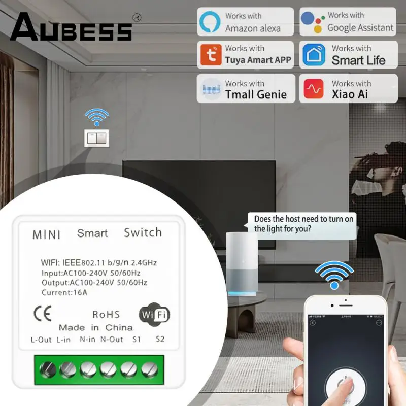 16A Mini 2-Way Control Switch Works With Alexa Google Home Yandex Alice Support Tuya/Smart life App Timer Breaker Module
16A Mini 2-Way Control Switch Works With Alexa Google Home Yandex Alice Support Tuya/Smart life App Timer Breaker Module
