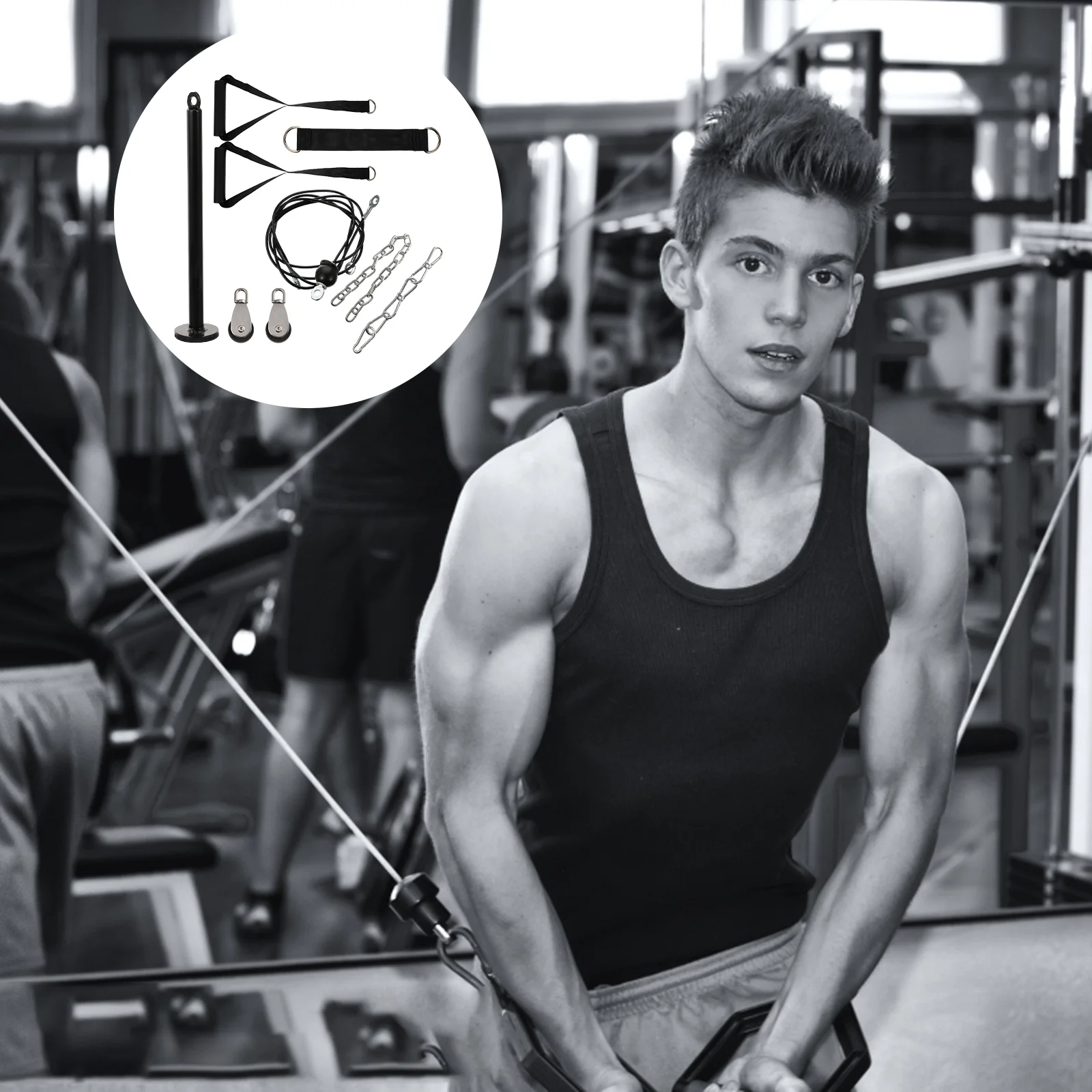 1 Set of Home Tricep Extension Pulley System Training Arm Fitness Equipment Tool
1 Set of Home Tricep Extension Pulley System Training Arm Fitness Equipment Tool