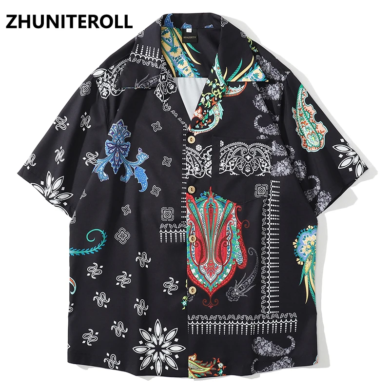 Hip Hop Shirt Men Harajuku Paisley Graphic Print Summer Beach Shirt Pocket Hawaiian Short Sleeve Fashion Streetwear Clothing
Hip Hop Shirt Men Harajuku Paisley Graphic Print Summer Beach Shirt Pocket Hawaiian Short Sleeve Fashion Streetwear Clothing