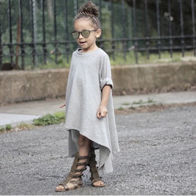 Spring And Autumn Girls Dress Black And Gray Irregular Hem dresses for Children's Long Sleeves Solid Dress For Kids
Spring And Autumn Girls Dress Black And Gray Irregular Hem dresses for Children's Long Sleeves Solid Dress For Kids