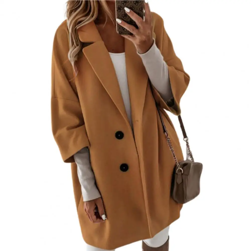 Casual Elegant Coat 3/4 Sleeve Two Buttons Women Coat Autumn Winter New Lapel Side Pockets Mid-Length Warm Woolen Coat Outerwear
Casual Elegant Coat 3/4 Sleeve Two Buttons Women Coat Autumn Winter New Lapel Side Pockets Mid-Length Warm Woolen Coat Outerwear