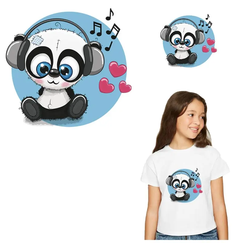 Music Panda Patches On Kid Clothes DIY ECO-friendly Thermal Stickers Cute Animals Iron On Transfers For T-shirt Appliqued Decor
Music Panda Patches On Kid Clothes DIY ECO-friendly Thermal Stickers Cute Animals Iron On Transfers For T-shirt Appliqued Decor