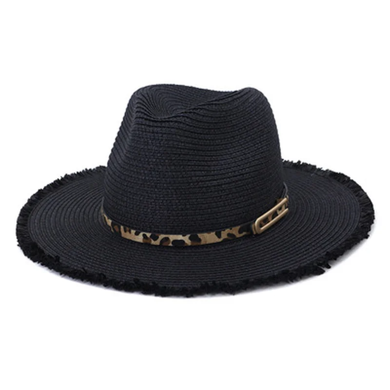 summer hats women men big brim handmade leopard belt straw hats khaki beige white outdoor summer beach men women casual sun hats 
summer hats women men big brim handmade leopard belt straw hats khaki beige white outdoor summer beach men women casual sun hats