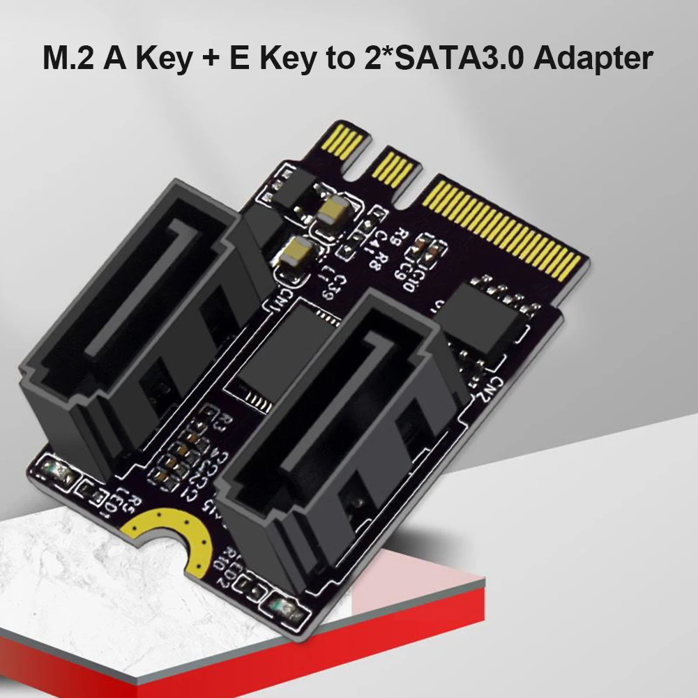 

Плата расширения M.2 A/E Key на 2 порта, плата расширения SATA3.0 M.2 NGFF в SATA конвертер, АДАПТЕРНЫЕ карты для SSD, ПК, компьютера