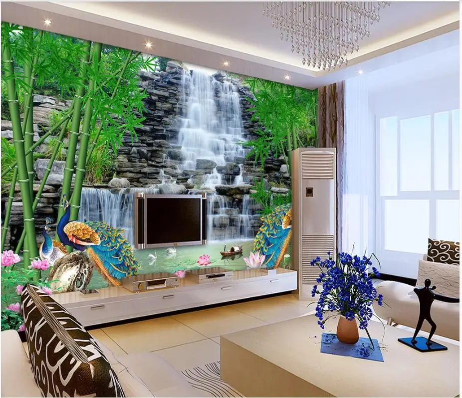 Пользовательские фото обои 3d росписи для стен 3 d пастырской пейзаж водопада