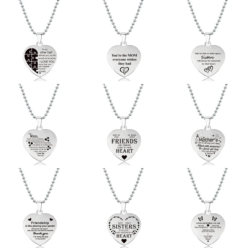 Stainless Steel Heart Pendant Necklace Meaningful Nameplate Engraved Motivational Message Jewelry Inspirational Gift Neckalces
Stainless Steel Heart Pendant Necklace Meaningful Nameplate Engraved Motivational Message Jewelry Inspirational Gift Neckalces