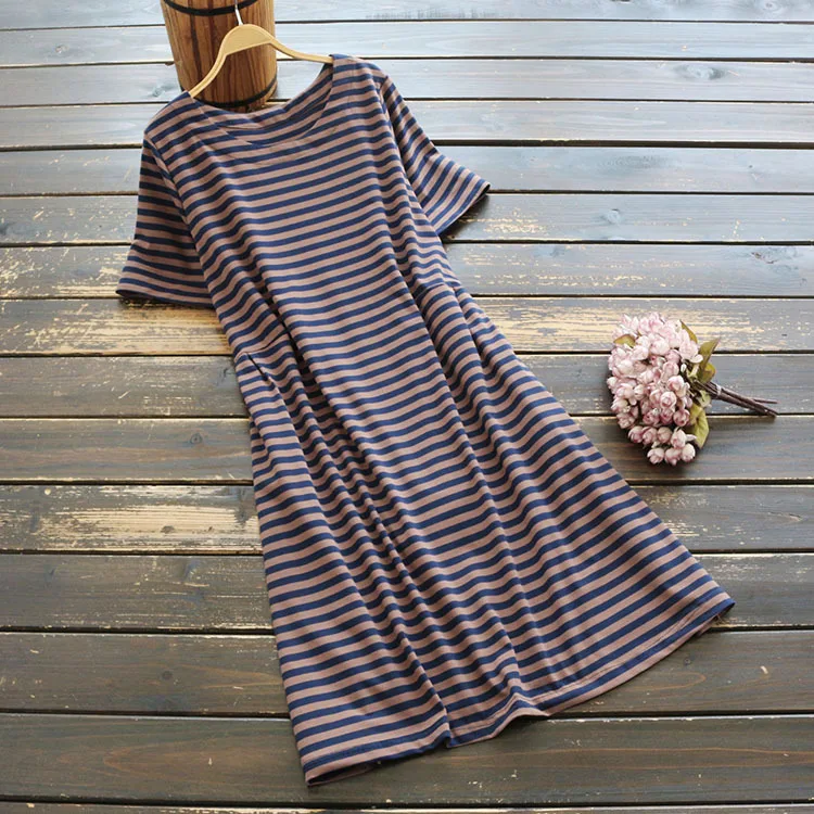 6047New Summer Women's Simple and Versatile Casual Striped Short-Sleeve Dress Cotton Micro-Elastic Loose Mid-Skirt
6047New Summer Women's Simple and Versatile Casual Striped Short-Sleeve Dress Cotton Micro-Elastic Loose Mid-Skirt