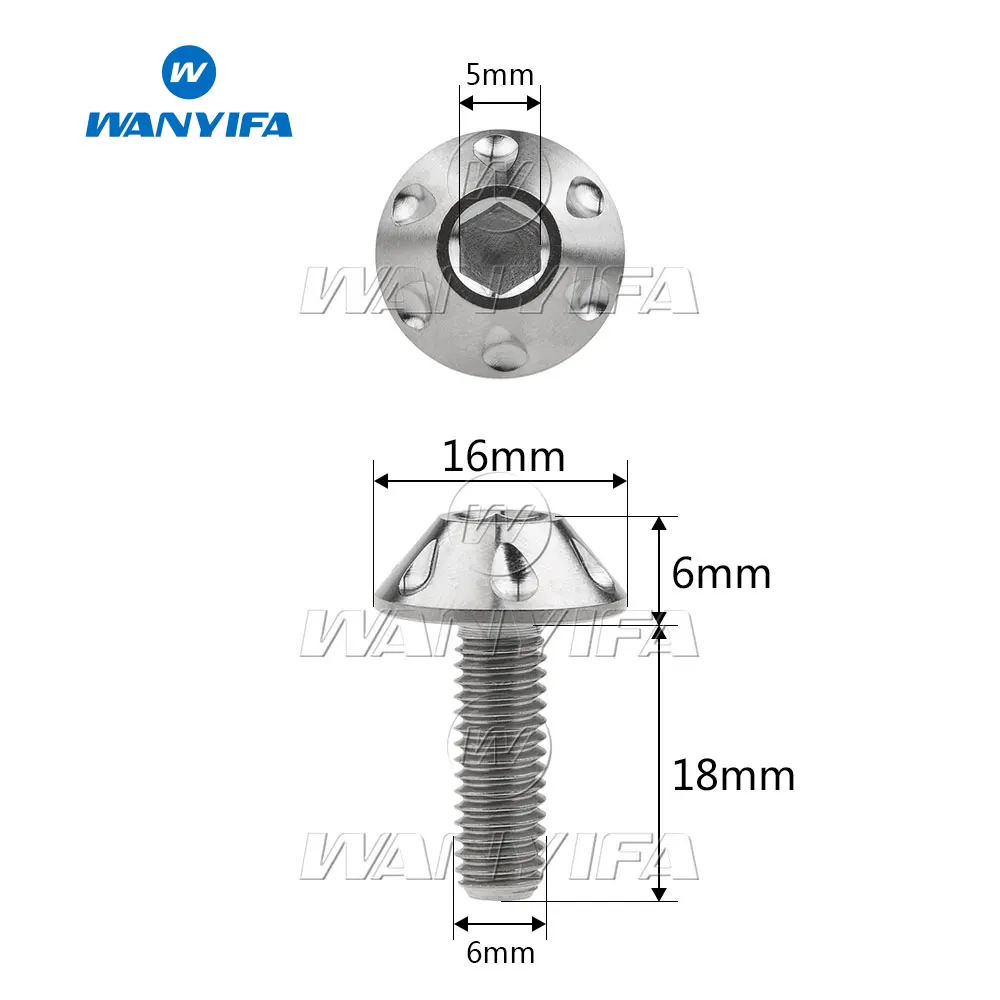Болт зонт wanifa m6x18 мм из титана Ti шестигранный болт с шестигранной головкой