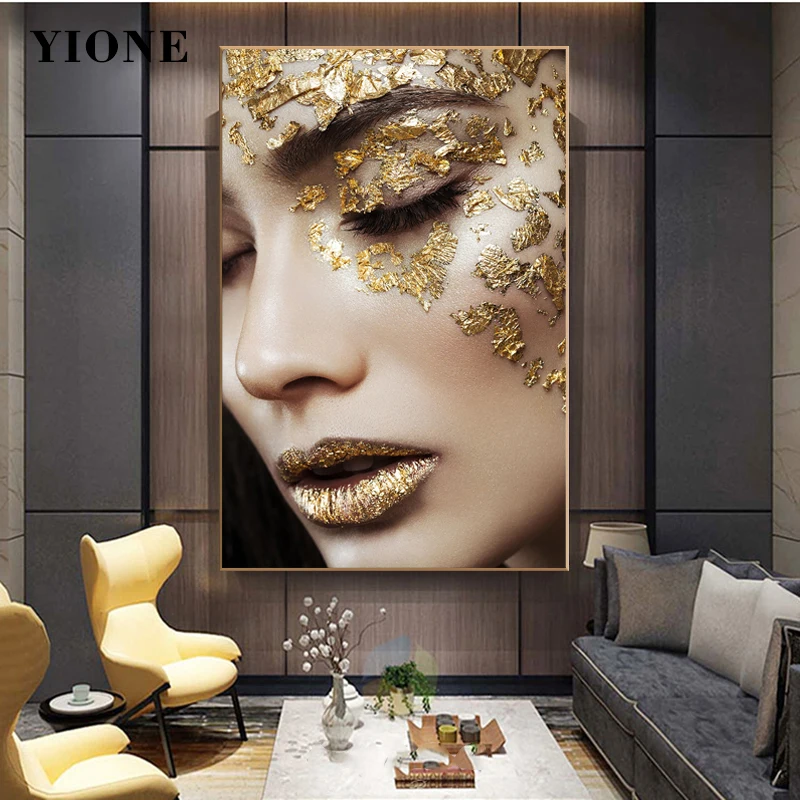 Gold Woman Face Wall Art Painting on Canvas Custom Modern Vogue Figure Decoration Picture for Living Room Bedroom Poster Prints
Gold Woman Face Wall Art Painting on Canvas Custom Modern Vogue Figure Decoration Picture for Living Room Bedroom Poster Prints