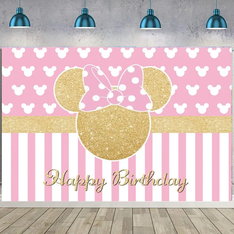 Happy Birthday Backdrop Mouse Gold Pink Stripe Princess Girl Photography Background Newborn Baby Shower Party Banner Prop
Happy Birthday Backdrop Mouse Gold Pink Stripe Princess Girl Photography Background Newborn Baby Shower Party Banner Prop