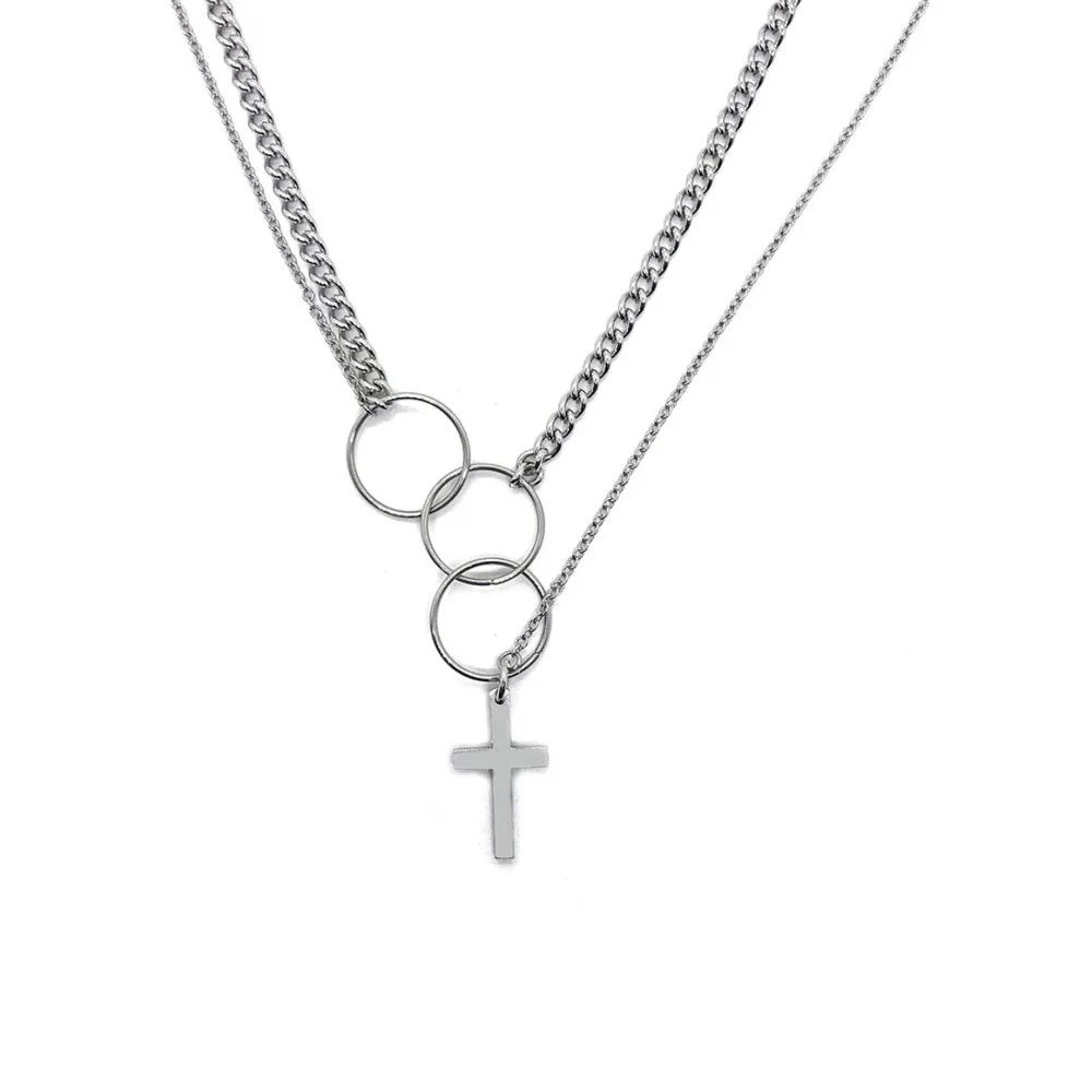 Retro Multi Layer Cross Necklace Hip Hop Personality Jewelry Titanium steel Clavicle Chain Circle Pendant Necklace for Women men
Retro Multi Layer Cross Necklace Hip Hop Personality Jewelry Titanium steel Clavicle Chain Circle Pendant Necklace for Women men