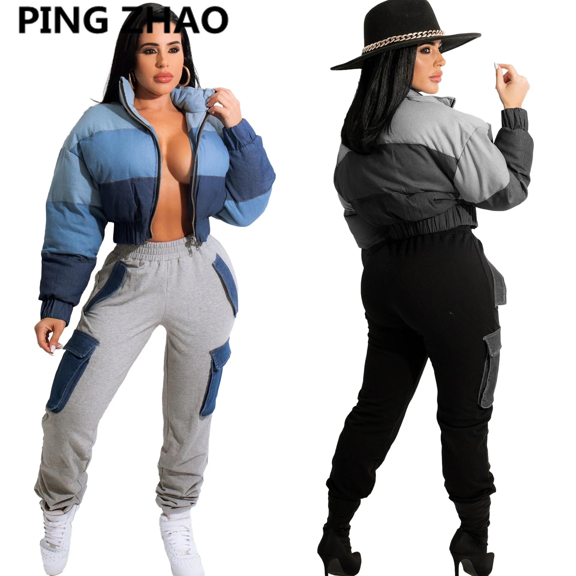 PING ZHAO Winter Denim Patchwork Long Sleeve Zipper Up Down Coat Streetwear Keep Warm Parkas Jacket Outcoat
PING ZHAO Winter Denim Patchwork Long Sleeve Zipper Up Down Coat Streetwear Keep Warm Parkas Jacket Outcoat