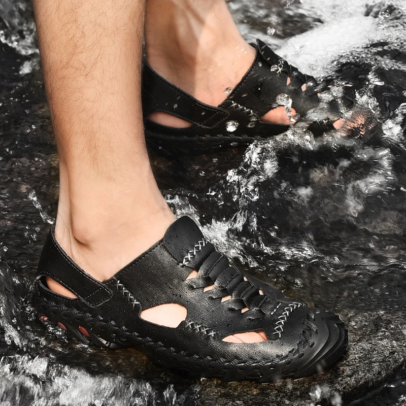 Outdoor Mens Genuine Leather breathable shoes Summer 2020 New Beach Men Casual Shoes Big Size 38-46 Fashion comfortable shoes w5
Outdoor Mens Genuine Leather breathable shoes Summer 2020 New Beach Men Casual Shoes Big Size 38-46 Fashion comfortable shoes w5