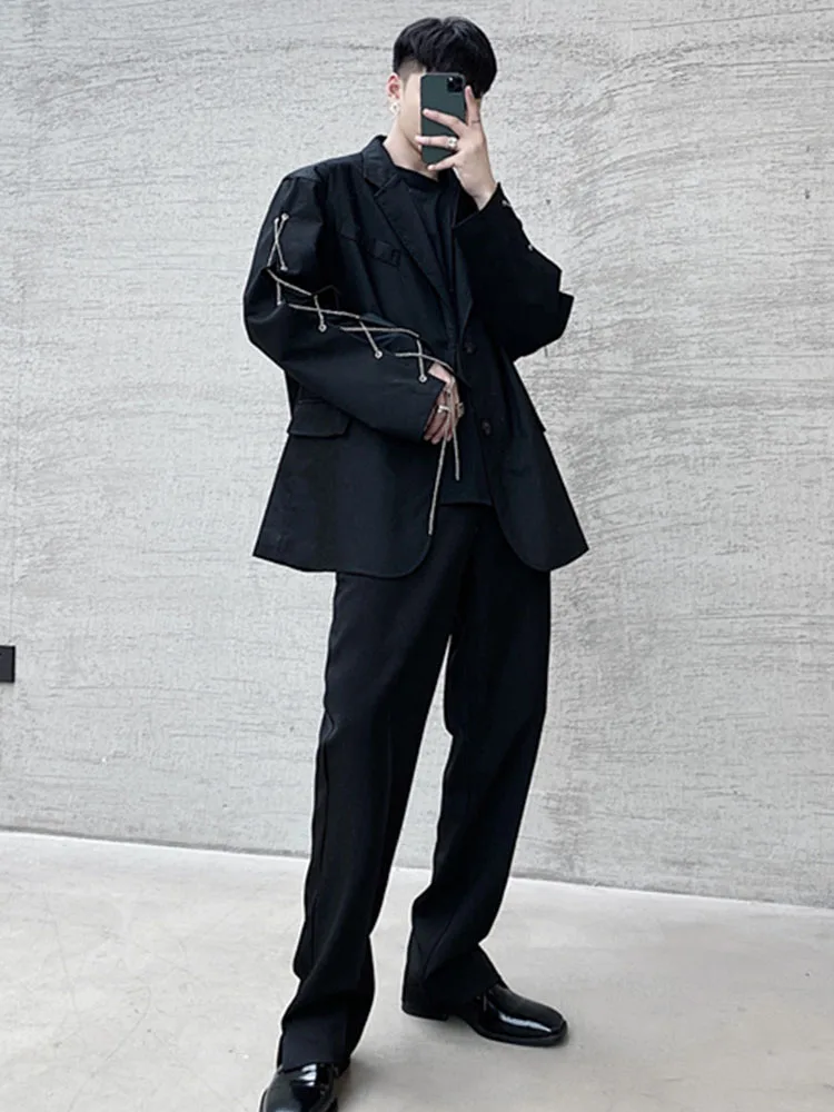 Male Punk Gothic Loose Suit Coat Outerwear Men Chain Streetwear Vintage Fashion Casual Suit Blazers Jacket Stage Clothing
Male Punk Gothic Loose Suit Coat Outerwear Men Chain Streetwear Vintage Fashion Casual Suit Blazers Jacket Stage Clothing