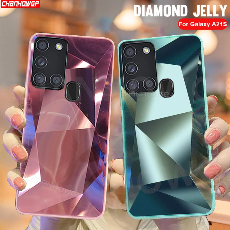 Чехол для Samsung A21S зеркальные чехлы с 3d блестками и бриллиантами Galaxy A 21 S A21 6 5 дюйма