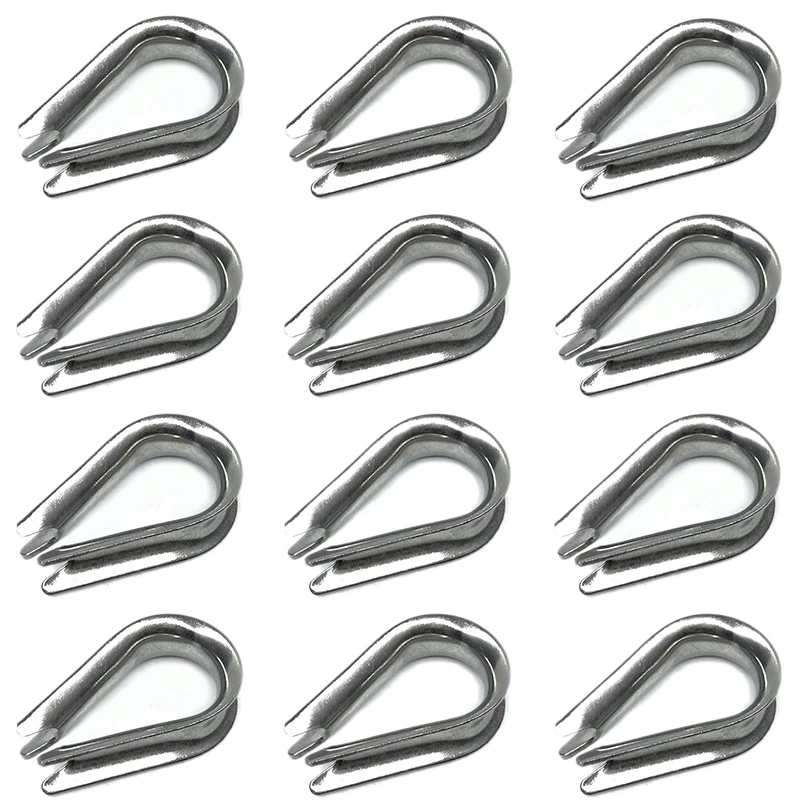 

12 Pcs M10 Stainless Steel Thimble for 3/8 Inch Diameter Wire Rope Cable Thimbles Rigging