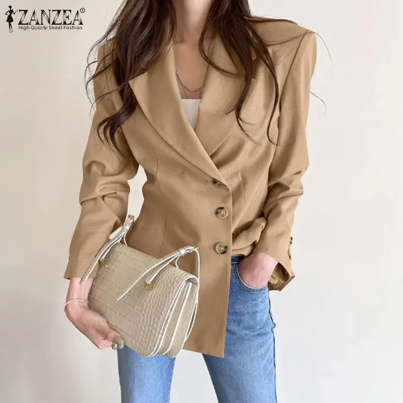 2021 Autumn Fashion Lapel Coat ZANZEA Women's Solid Blazer Office Lady Single-Breasted Cardigan Casual Jackets Female OL Outwear
2021 Autumn Fashion Lapel Coat ZANZEA Women's Solid Blazer Office Lady Single-Breasted Cardigan Casual Jackets Female OL Outwear