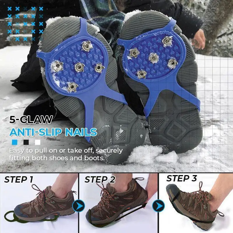 Unisex NonSlip Gripper Spikes 5 Teeth Crampons Ice Gripper Spike Grips Cleats For Snow Studs Shoes Climbing Hiking Covers
Unisex NonSlip Gripper Spikes 5 Teeth Crampons Ice Gripper Spike Grips Cleats For Snow Studs Shoes Climbing Hiking Covers