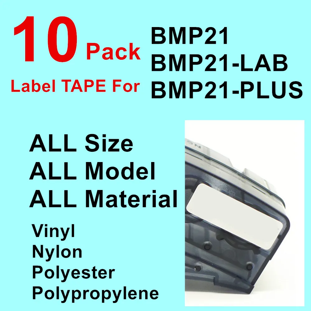 

10PK BMP21 M21-1500-427 M21-750-499 M21-250-423 M21-375-595 Compatible Maker Label Cartridge BMP21-PLUS BMP21 LAB Printer TAPE