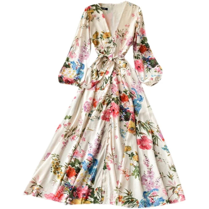 Holiday travel patten Fairies Dress deep V bubble sleeve buckle lace up waist show thin floral
Holiday travel patten Fairies Dress deep V bubble sleeve buckle lace up waist show thin floral