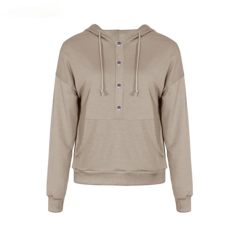 Spring and Autumn Casual Loose Solid Color Long Sleeve Pocket Solid Color Top New Fashion Hooded Button Women's Sweatshirt
Spring and Autumn Casual Loose Solid Color Long Sleeve Pocket Solid Color Top New Fashion Hooded Button Women's Sweatshirt