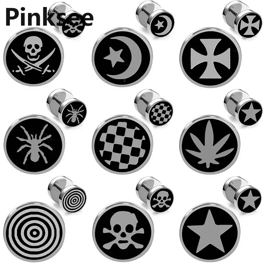12pcs Punk Gothic Piercing Jewelry Stainless Steel Round Plain Men Ear Stud Barbell Earring Star Skull Leaf Wholesale Free
12pcs Punk Gothic Piercing Jewelry Stainless Steel Round Plain Men Ear Stud Barbell Earring Star Skull Leaf Wholesale Free