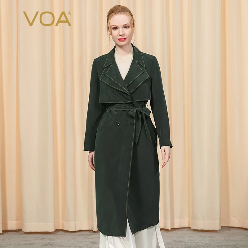 VOA 30m/m Heavy Silk Double-collar Long Sleeve Double-breasted Strap Capable of British Business Trench Coat FE36 Women Fashion
VOA 30m/m Heavy Silk Double-collar Long Sleeve Double-breasted Strap Capable of British Business Trench Coat FE36 Women Fashion
