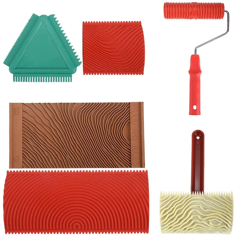 6Pcs Rubber Wood Graining Painting Tool Set For Wall Decoration, 7 Inch Empaistic Wood Pattern Painting Roller Kit
6Pcs Rubber Wood Graining Painting Tool Set For Wall Decoration, 7 Inch Empaistic Wood Pattern Painting Roller Kit