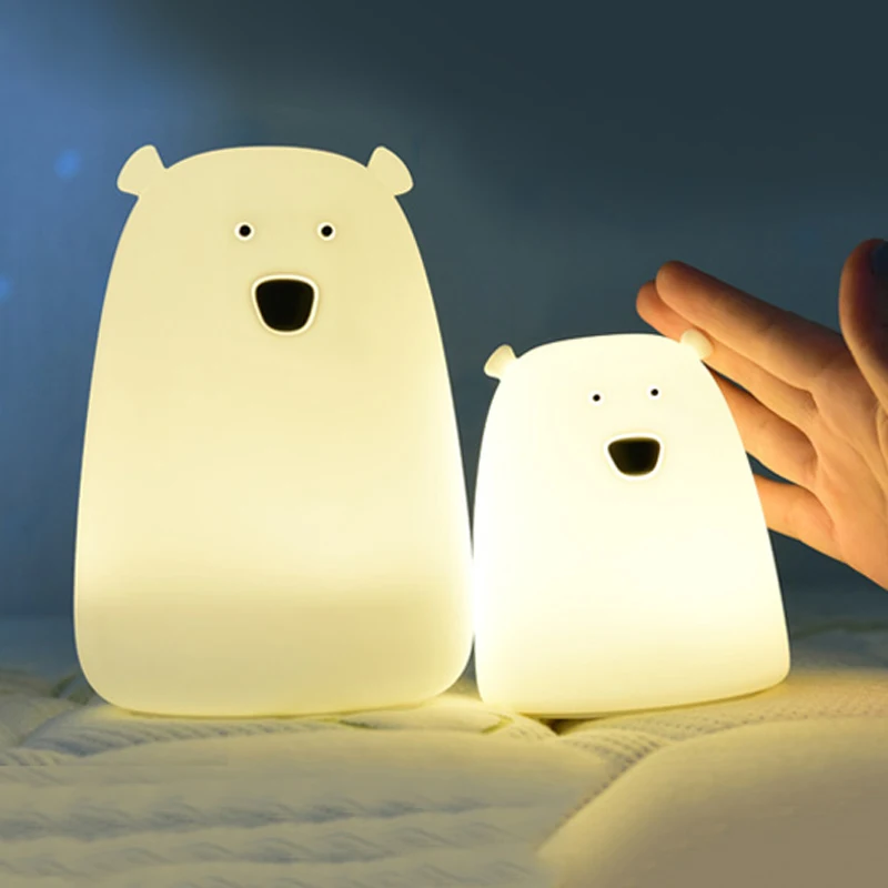 Big White Bear Silicone Animal Night Light Cute Creative Pat Rechargeable Battery Desk Lamp Color Change and Decompression
Big White Bear Silicone Animal Night Light Cute Creative Pat Rechargeable Battery Desk Lamp Color Change and Decompression