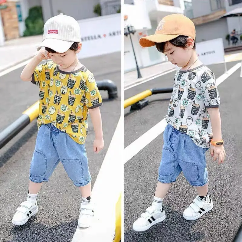 Summer New Suit Boy T-Shirt + Jeans Girl Suit Kid Clothes Summer Handsome Short-Sleeved T-Shirt Baby Summer Clothes Tide
Summer New Suit Boy T-Shirt + Jeans Girl Suit Kid Clothes Summer Handsome Short-Sleeved T-Shirt Baby Summer Clothes Tide