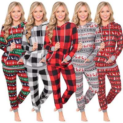 2020 Autumn/Winter Christmas Plaid Print Hooded Drawstring Big Pocket Hoodie Pants Set Ladies Casual Hoodie + Straight Pants Set
2020 Autumn/Winter Christmas Plaid Print Hooded Drawstring Big Pocket Hoodie Pants Set Ladies Casual Hoodie + Straight Pants Set