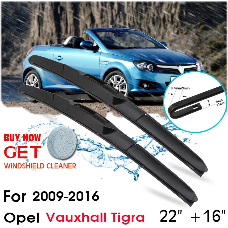 

Car Wiper Blade Front Window Windshield Rubber Silicon Refill Wipers For Opel Vauxhall Tigra 2009-2016 22"+16" Car Accessories