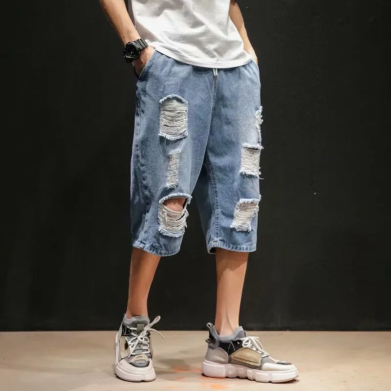 Summer New Men's Trend Fashion Holes Large Size Jeans Seven Minutes Loose Comfortable Shopping Korean Version Of Shorts 2021
Summer New Men's Trend Fashion Holes Large Size Jeans Seven Minutes Loose Comfortable Shopping Korean Version Of Shorts 2021