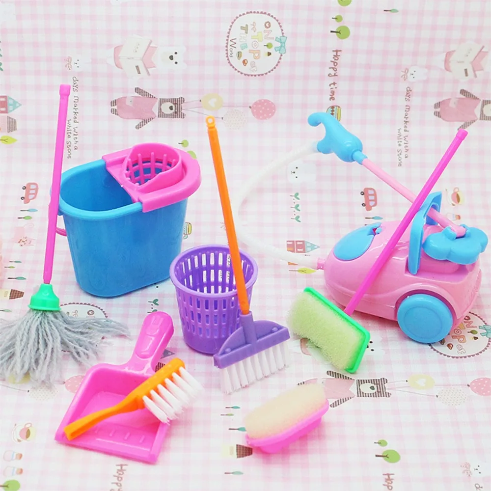 9 шт./компл. мебель игрушки для детей миниатюрный инструмент уборки дома