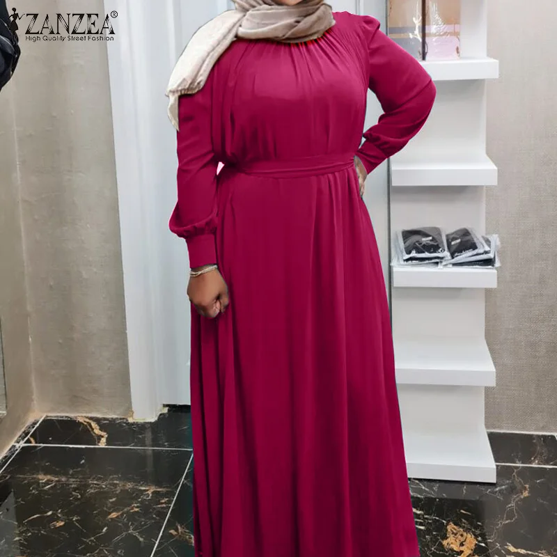 ZANZEA Women Muslim Dress 2021 Spring Vintage Puff Sleeve Belted Maxi Vestidos Casual Solid A-line Kaftan Oversized Robe Femme 7
ZANZEA Women Muslim Dress 2021 Spring Vintage Puff Sleeve Belted Maxi Vestidos Casual Solid A-line Kaftan Oversized Robe Femme 7