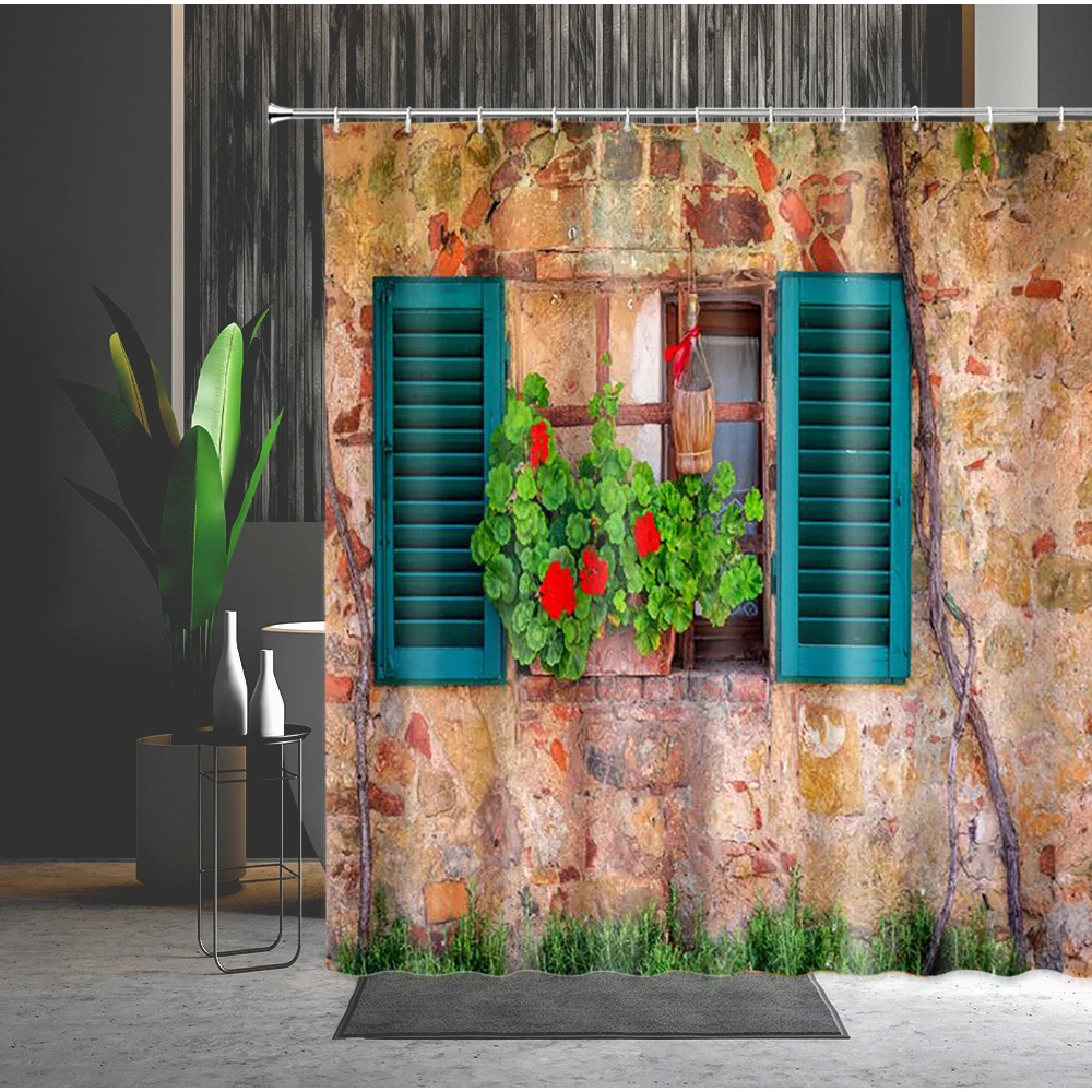 Beautiful Flower Window Shower Curtain Retro Shabby Brick Stone Wall Wooden Door Printed Polyester Washable Bathroom Curtains
Beautiful Flower Window Shower Curtain Retro Shabby Brick Stone Wall Wooden Door Printed Polyester Washable Bathroom Curtains
