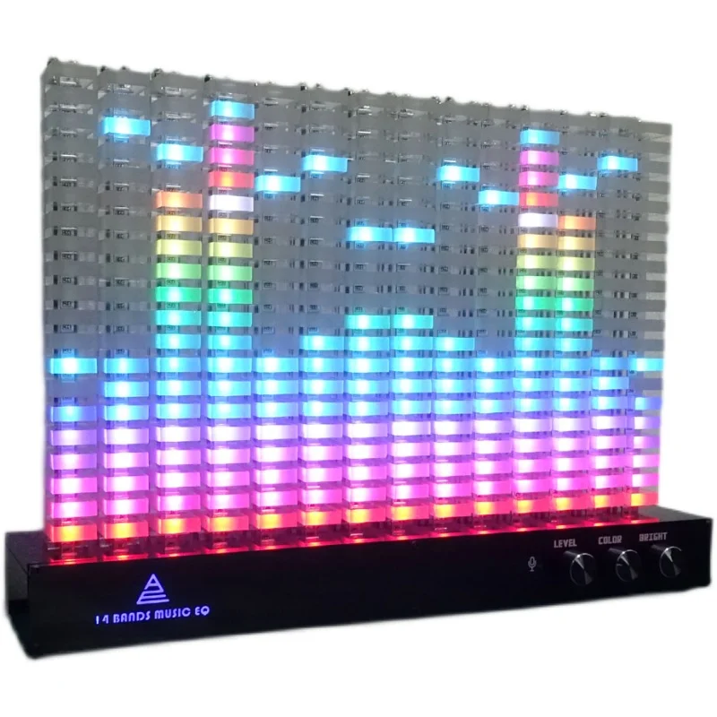 

14-сегментный двойной 7-сегментный анализатор спектра индикатор уровня жидкости музыкальный спектр светодиодная акриловая лампа post VU